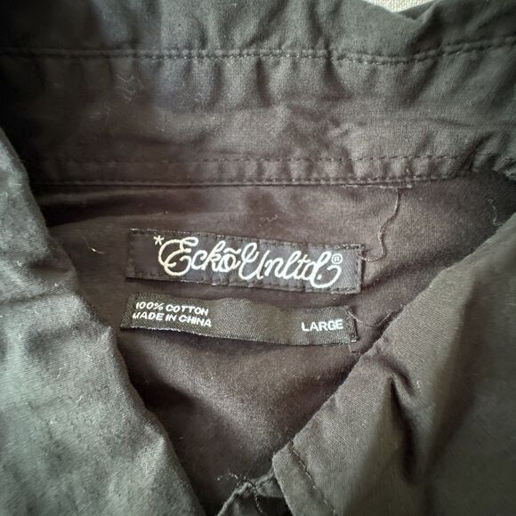 Vintage Ecko Unltd Y2K Streetwear Grunge Black Graphic Print Button-Up Men’s‎ L - Picture 10 of 10